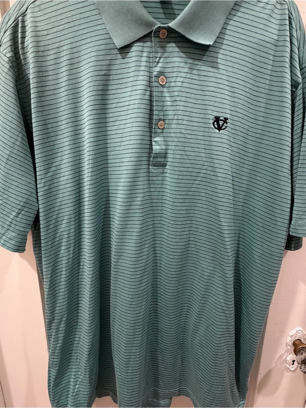 Peter Millar Seafoam Green Thin-Striped Polo
